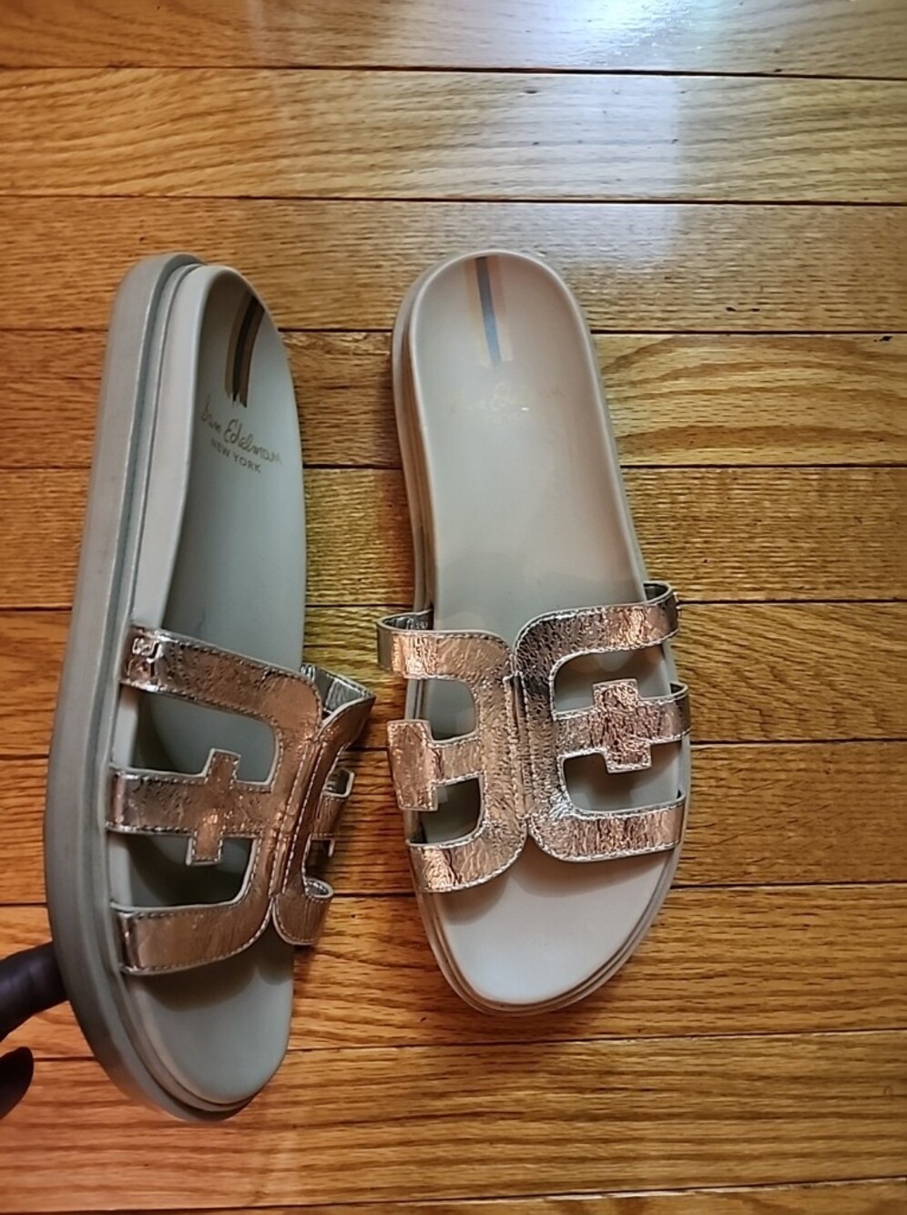 Metallic Logo Slide Sandals - Rose Gold - Picture 2 of 7